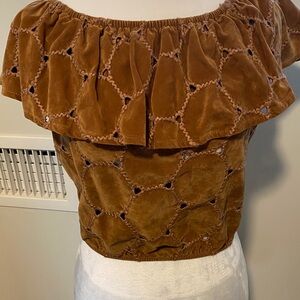 Suede fabric off shoulder top made in USA